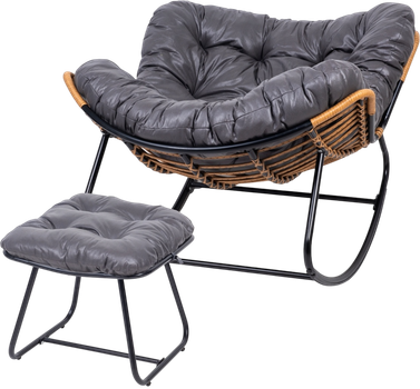 Fotel bujany Hedo Skandynawski kokon z podnóżkiem Szary 99935 (5904041163562)