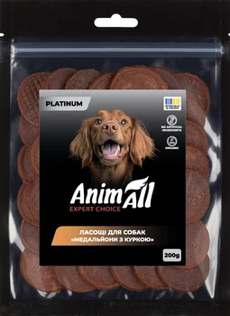 Ласощі для собак AnimAll Platinum Медальйони з куркою 200 г (4820224504209)