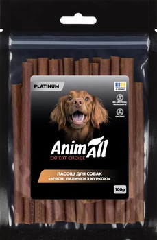 Ласощі для собак AnimAll Platinum М'ясні палички з куркою 100 г (4820224504070)