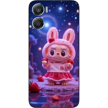 Силиконовый чехол SMTT для Motorola G06 в стиле Клубника Labubu