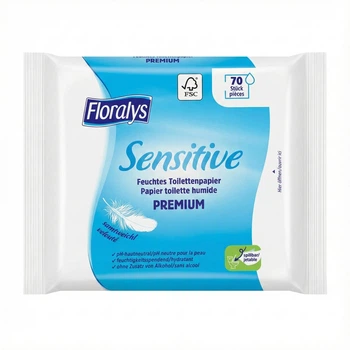Вологий туалетний папір Floralys Premium Sensitive для чутливої шкіри 70 шт.