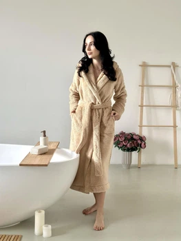 Халат унисекс с капюшоном Cuddle бежевый 2XL/3XL