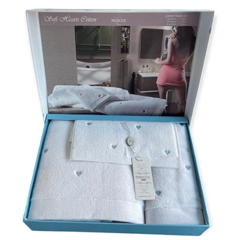 Набір рушників Maison D'or Soft Hearts White-Blue махрові 30-50 см, 50-100 см, 85-150 см білий