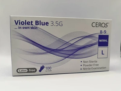 Рукавиці нітрилові блакитно-фіолетові Fingers Violet Blue, 100шт., Ceros, розмір L