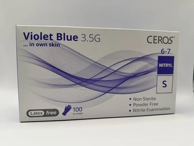 Рукавиці нітрилові блакитно-фіолетові Fingers Violet Blue, 100шт., Ceros, розмір S