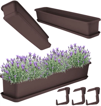 Zestaw donica balkonowa Kadax Evron 83 x 17.9 x 13.4 cm + Ucwyty Brązowe 3 szt (K8935)
