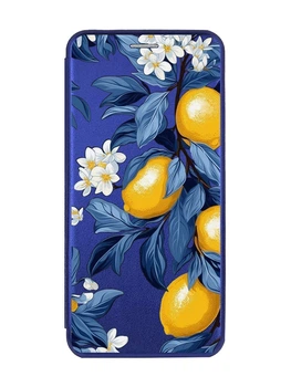 Чехол-книжка синий с рисунком на Samsung Galaxy A10s (A107) Лимонное дерево (принт 417)
