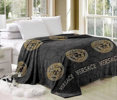 Плед-покривало з флісу Versace (Версаче) медальйон ТЕТ-а-ТЕТ 200х220 см Велсофт (мікрофібра) ТТП243-2
