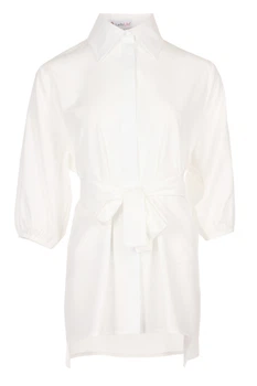 Жіноча подовжена блуза з паском та ґудзиками LadyLike 50 Білий (ll2226510000448)