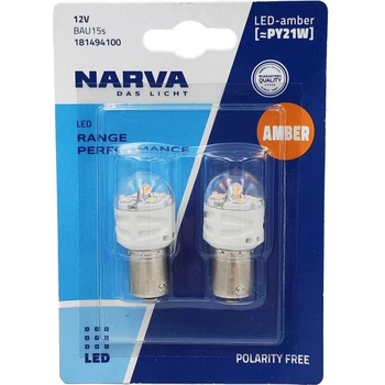 Комплект світлодіодних ламп NARVA 18149B2 PY21W LED Range Performance 12V BAU15s AMBER (2 шт)
