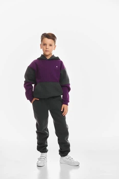 Детский спортивный утепленный костюм Kindamor Active Heat Grey/Purple, флис для мальчика 122 см серый с фиолетовым
