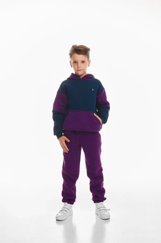 Дитячий спортивний утеплений костюм Kindamor Active Heat Purple/Blue, фліс для хлопчика 134 см фіолетовий з синім