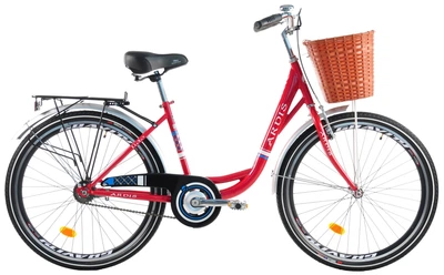Велосипед городской 26 дюймов Ardis Lido Velosteel с корзиной и багажником, рама 16.5" (Красный)