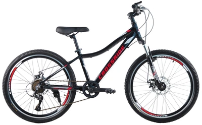Велосипед горный подростковый Crossride Cross 24 дюйма алюминиевый, рама 13" (Черно-красный)