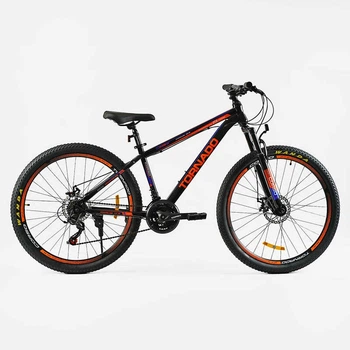 Велосипед Спортивний 27.5 дюймів Corso TORNADO TR-029 перемикачі Shimano сталева рама 15.5 дюймів 21 швидкість. Black and Orange (149119)