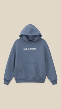 Худі з принтом жіночий LAWA P-WT02305 L Сіро-синій shop (2000999384196)