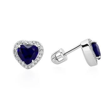 Серьги-пусеты (гвоздики) серебряные Сердце с фианитами Silver Style (33125.66 sku:2300104097875)