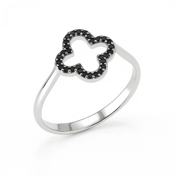Кольцо серебряное Клевер с фианитами Silver Style 17 р. (11482.10 sku:2300103897896)