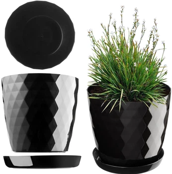 Квітковий горщик з підставкою Kadax Amily 25 см Чорний (K941)
