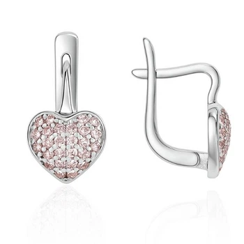 Серьги серебряные Сердце с фианитами Silver Style (241012.10 sku:2300104013769)