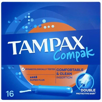 Тампоны Tampax Compak Super Plus Duo с аппликатором 16 шт