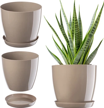 Квітковий горщик з підставкою Kadax Agen 28 см Бежевий (K1049)