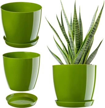 Doniczka z podstawką Kadax Agen 28 cm Zielona (K1077)