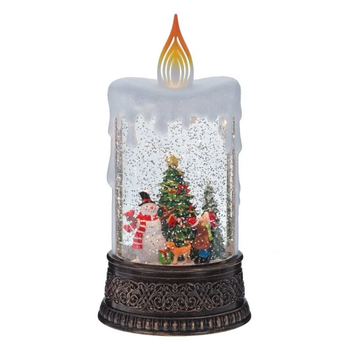 Новогодний ночник XMAS WDL-23016B свеча со снеговиком, декоративная LED лампа с эффектом снегопада и блёстками