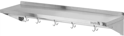 Настінна полиця Yato YG-08937 з бортиком і гачками одинарна 1200 × 300 × 180 мм (5906083105210)