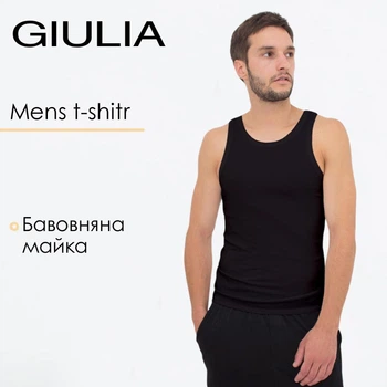 Мужская хлопковая майка Giulia МАЙКА МУЖСКАЯ 30801/60 XXL Black, классическая трикотажная майка