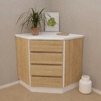 Кутовий комод Тіса-меблі АКМ-346 80х90х80 Білий/ дуб сонома