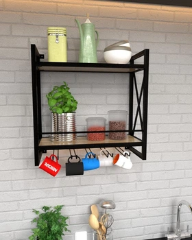Настенная кухонная полка в стиле лофт EcoLoft Кружель DSP-1315-1 Дуб Аппалачи