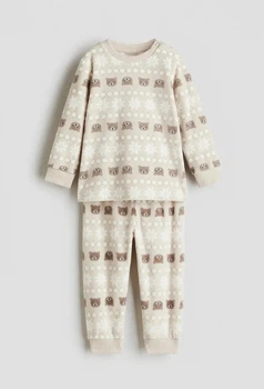 Піжама (кофта+штани) флісова бежева Ведмедики Тедді H&M 104см (400012163)