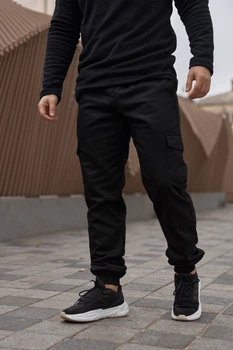 Чоловічі штани карго на флісі Intruder з накладними кишенями чорні/M
