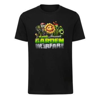 Футболка дитяча чорна з принтом Plants vs Zombies Рослини проти зомбі DM-18266 140 см
