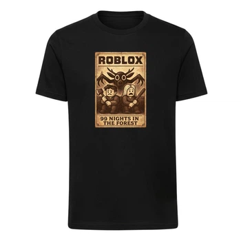 Футболка детская черная с принтом Roblox 99 Nights in The Forest Роблокс 99 Ночей в Лесу DM-18355 98 см