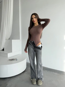 Жіночий однотонний силуетний боді Uaclothes 42-44 Капучино (like36308-167311349)