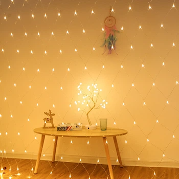 Гірлянда штора сетка LED 192 теплий білий 220В