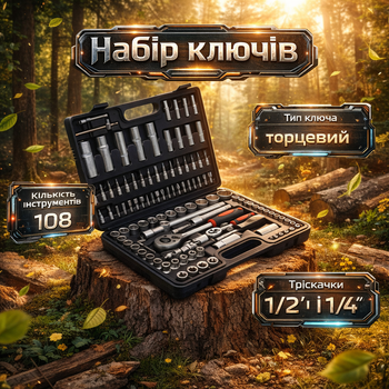 Набір торцевих ключів з тріскачками для дому Kraft&Dele EC30 чорний