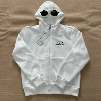Кофта CP Company зіпка з лінзами на капюшоні та рукаві білого кольору на застібці, розмір S