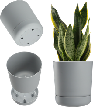 Квітковий горщик з підставкою Kadax Kama 25 см Сірий (K8331)