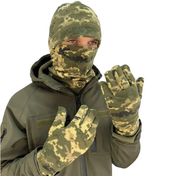 Комплект шапка бафф рукавички Ranger RA89581 піксель фліс 250-280 г/м² розмір шапки 58-61 см універсальний розмір рукавичок XL 29