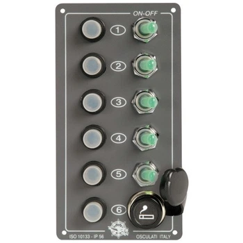 Панель управления Osculati Elite вертикальная 5 тумблеров IP56 алюминий 170 мм x 90 мм