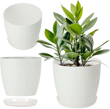 Квітковий горщик з підставкою Kadax Agen 25 см Білий (K2116)