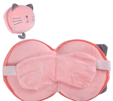 Подушка с маской дорожная под шею "Kitty" 25*7см Home R35822