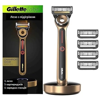 Бритва Gillette Labs Heated Razor Gold Edition с подогревом и зарядной станцией