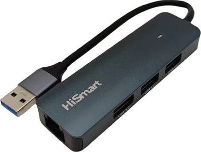 Hub USB ExtraDigital USB-A - 3x USB 3.0, RJ45 Grey (9990000915118)