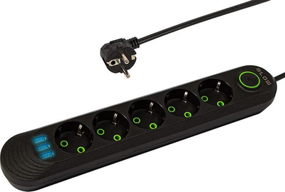 Подовжувач мережевий Blow PS-550 5-розетковий 3 x USB 5 м Чорний (5900804142997)