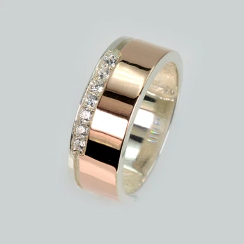 Обручальное кольцо серебро с золотом Silver Style Обр29