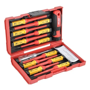 Діелектричний набір ізольованих викруток PH PZ SL Torx Molder CrV 6150 VDE 1000 В з тестером 13шт (MT35213)